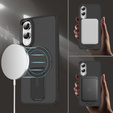 Husă pentru Samsung Galaxy S25 Edge, Kickstand Matt Case, pentru MagSafe, negru
