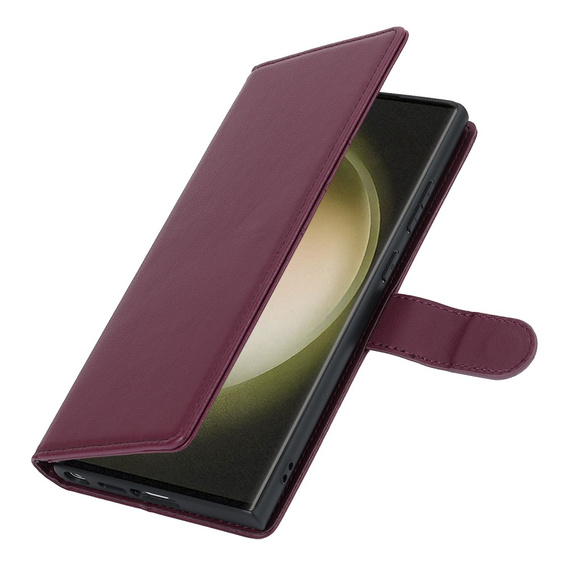 Husă cu clapetă pentru Samsung Galaxy S23 Ultra, portofel, pentru MagSafe, maroon