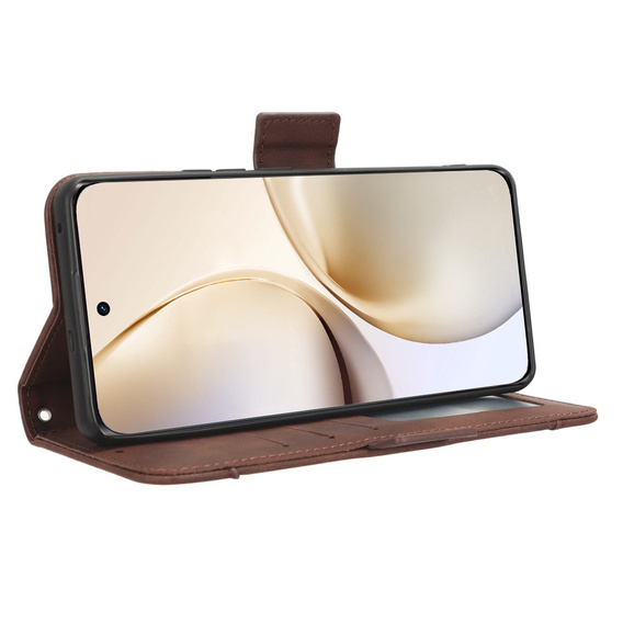 Cu clapetă pentru Realme 14 Pro 5G, Card Slot, maro