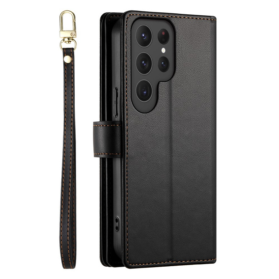 Cu clapetă pentru Samsung Galaxy S25 Ultra, Wallet Zipper Pocket, negru