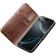 QIALINO Carcasă cu flip din piele de vacă originală pentru iPhone 17 Pro Max, maro