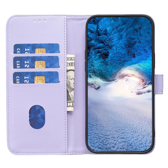 Cu clapetă pentru Samsung Galaxy A25 5G, BINFEN Wallet, violet + sticlă 9H
