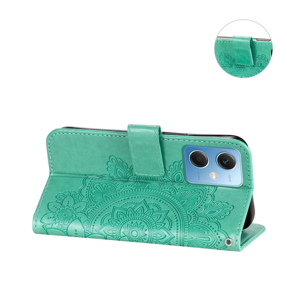 Cu clapetă pentru Xiaomi Redmi Note 12 5G / POCO X5 5G, Mandala Flower, verde
