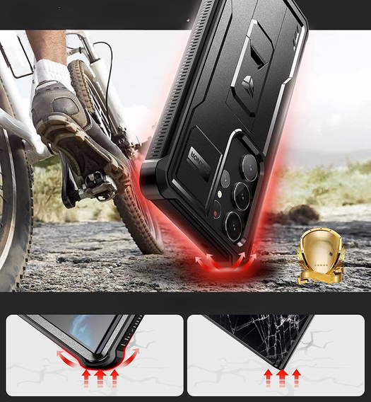 Husă blindată pentru Samsung Galaxy S23 Ultra, Dexnor Full Body (Two Frames), negru