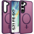 Husă pentru Samsung Galaxy S21 FE, pentru MagSafe, ERBORD Matt Case, violet închis + sticlă pentru ecran