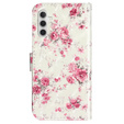 Cu clapetă pentru Samsung Galaxy A35 5G, Wallet, Roses alb