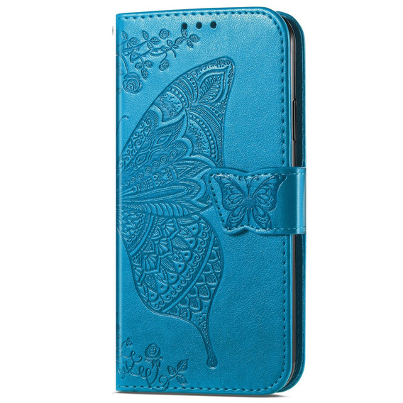 Cu clapetă pentru Samsung Galaxy A16, Butterfly, albastru