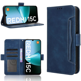 Cu clapetă pentru Xiaomi Redmi 15C 4G/LTE, Card Slot, albastru închis