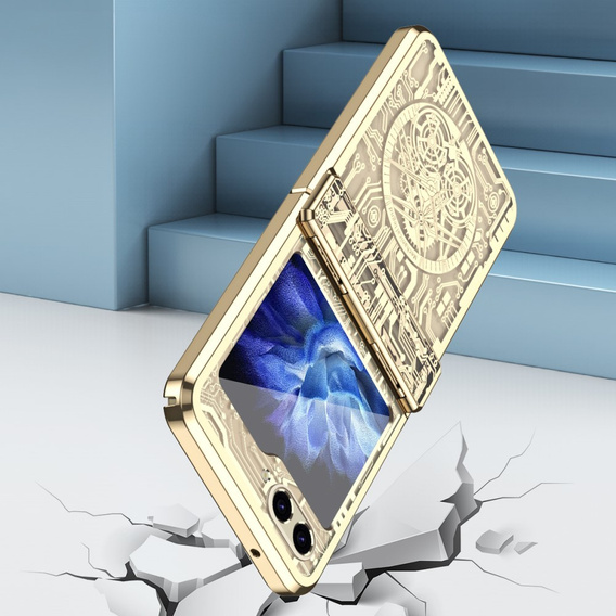 Husă pentru Samsung Galaxy Z Flip7 FE / Z Flip6, Mechanical Legend, de aur