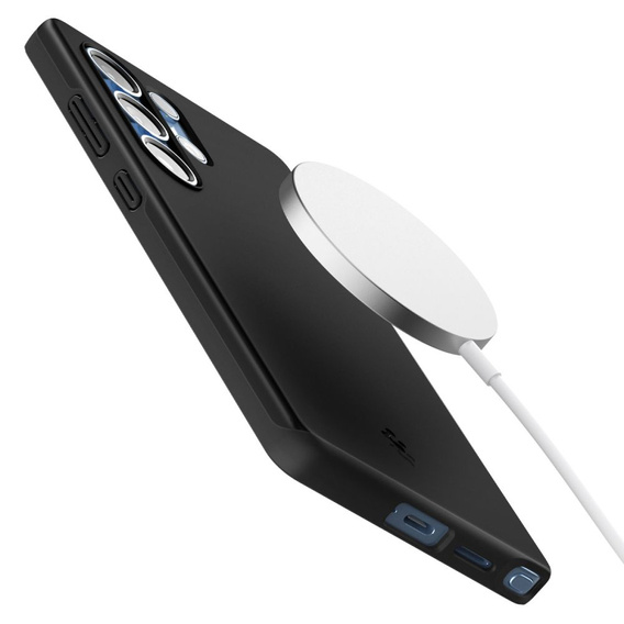 Carcasa Spigen pentru Samsung Galaxy S25 Ultra, Thin Fit Mag, negru + sticlă temperată 9H