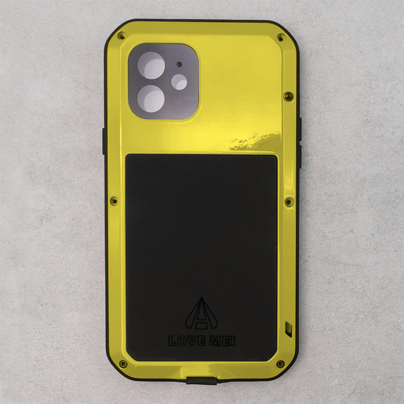 Love Mei Huse pentru iPhone 12 Mini, armored with glass, galben