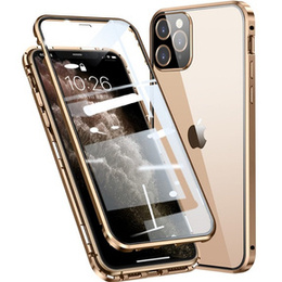 Husa pentru iPhone 11 Pro Max, Magnetic Dual Glass, de aur