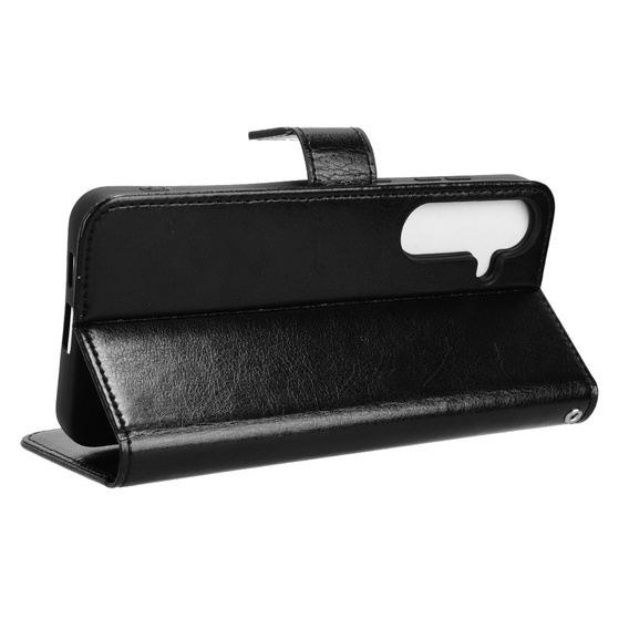 Cu clapetă pentru Samsung Galaxy S25 FE, Crazy Horse Wallet, negru