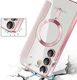 Cu clapetă pentru Samsung Galaxy S25 FE, RFID Wallet MagSafe CamShield, roz