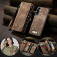 Husă CASEME pentru Samsung Galaxy A56 5G, Retro Leather Wallet, cu curea de umăr, maro
