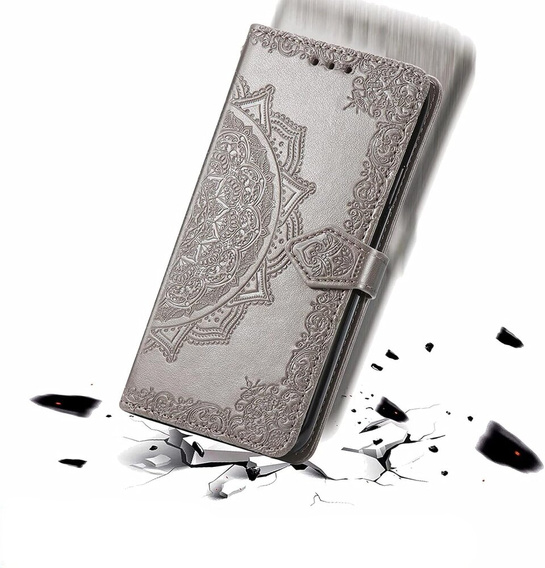 Cu clapetă pentru Motorola Edge 50 Fusion 5G, Mandala, gri