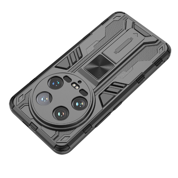 Husa pentru Xiaomi 14 Ultra, Military kickstand, negru