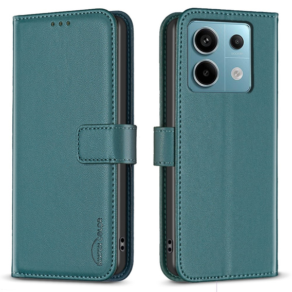 Husa cu clapetă pentru Xiaomi Redmi Note 13 Pro 4G / Xiaomi Redmi Note 14S / Xiaomi Poco M6 Pro 4G, BINFEN Wallet, verde