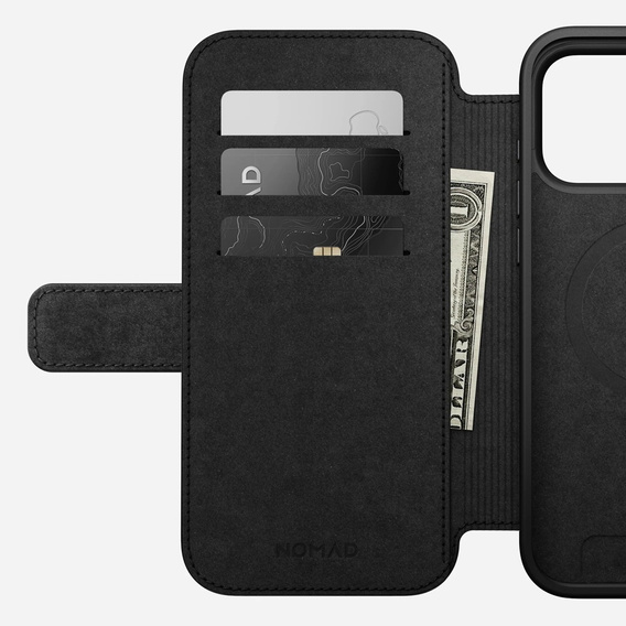 Husă Nomad pentru iPhone 17 Pro Max, Folio din piele modernă, negru