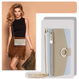 Carcasă flip pentru Xiaomi Redmi 13C / Poco C65, Wallet Zipper Pocket, cu oglindă, albastru