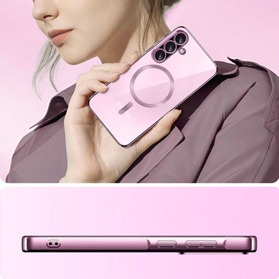 Husă pentru Samsung Galaxy A56, Electro MagSafe, roz rose gold + Sticlă pentru ecran