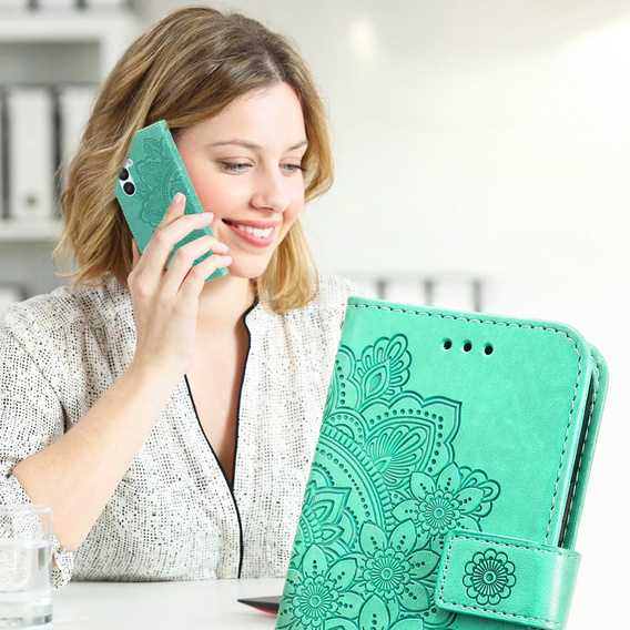 Cu clapetă pentru Samsung Galaxy A54 5G, Mandala Flower, verde