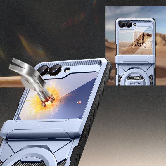 Carcasă Tongate MECH cu MagSafe pentru Samsung Galaxy Z Flip7 FE / Z Flip6, albastru