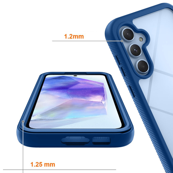 Carcasă pentru Samsung Galaxy A55 5G, Shockproof, cu folie, albastru