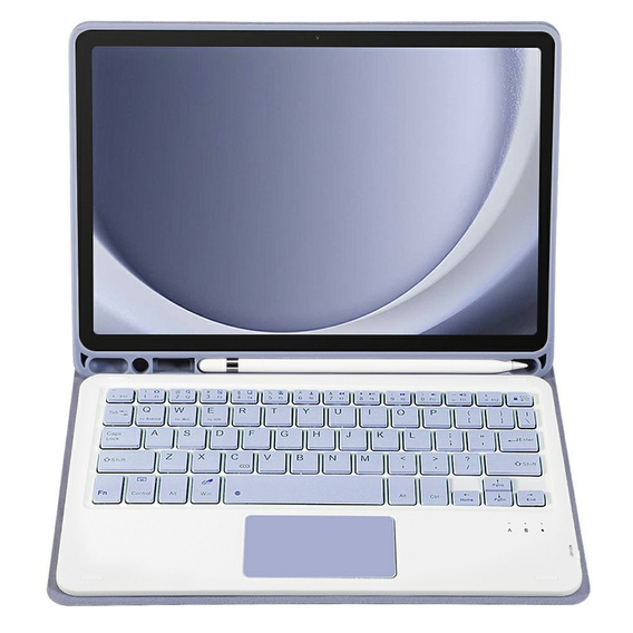Carcasă + tastatură Samsung Galaxy Tab A9+, Leather Pen Slot TouchPad, violet