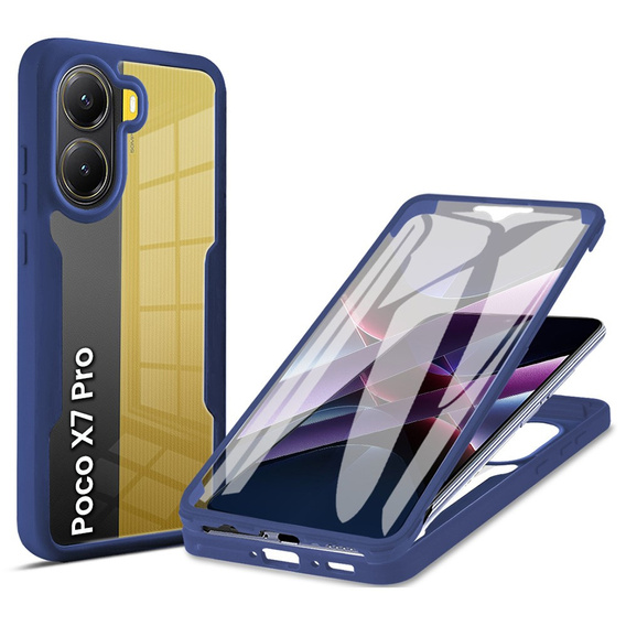 Carcasă pentru Xiaomi Poco X7 Pro 5G, Shockproof, cu folie, albastru