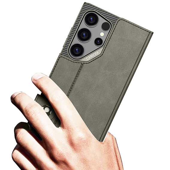 Husă tip portofel cu slot pentru carduri GKK pentru Samsung Galaxy S26 Ultra, gri