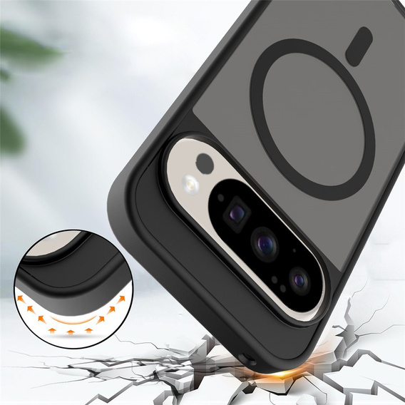 Carcasă Matt pentru Google Pixel 10 / 10 Pro, pentru MagSafe, negru translucid