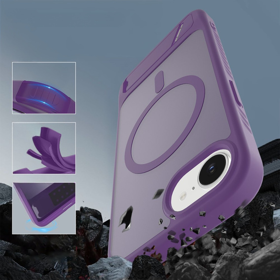 Husă pentru iPhone 16E, Kickstand Matt Case, pentru MagSafe, violet