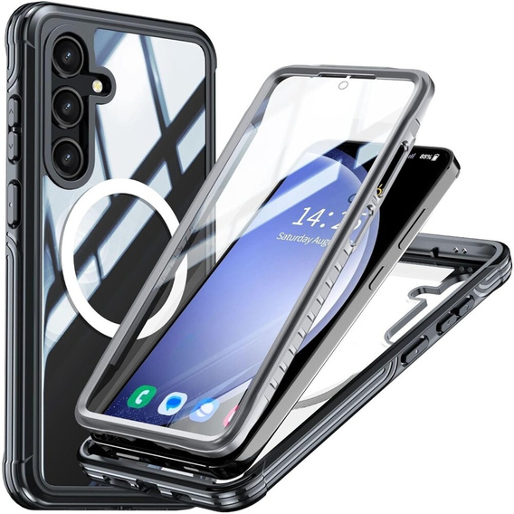 Carcasă pentru Samsung Galaxy S24+ Plus, Shockproof, cu folie pentru ecran, pentru MagSafe, negru