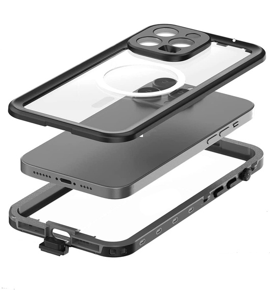 Husă impermeabilă pentru iPhone 14 Pro, Redpepper, pentru MagSafe, negru