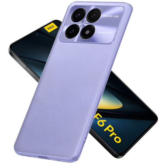 Husă din piele pentru Xiaomi Poco F6 Pro, leather hybrid, violet