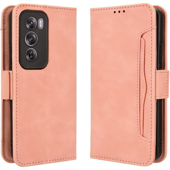 Cu clapetă pentru Oppo Reno 12 Pro, Card Slot, roz