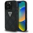 Husă metalică triunghiulară Guess Grained Hot Stamp 4G pentru iPhone 16 Pro Max
