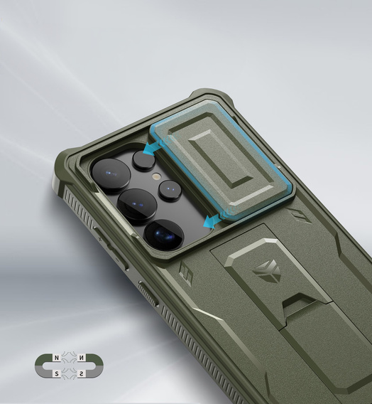 Husă blindată pentru Samsung Galaxy S25 Ultra, Dexnor Full Body (Two Frames), verde