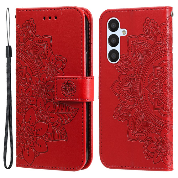 Cu clapetă pentru Samsung Galaxy A54 5G, Mandala Flower, roșu