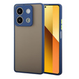 Carcasă din silicon pentru Xiaomi Redmi Note 13 5G, cu protecție pentru camera foto, transparent / albastru + sticlă călită 9H