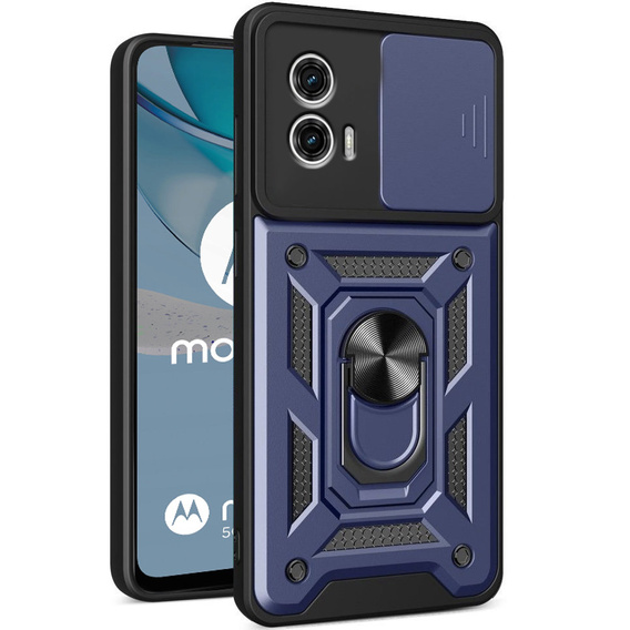 Husă blindată pentru Motorola Moto G53 5G, CamShield Slide, albastru