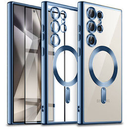 Husă pentru Samsung Galaxy S24 Ultra, Electro MagSafe, albastru + Sticlă ceramică Full Glue