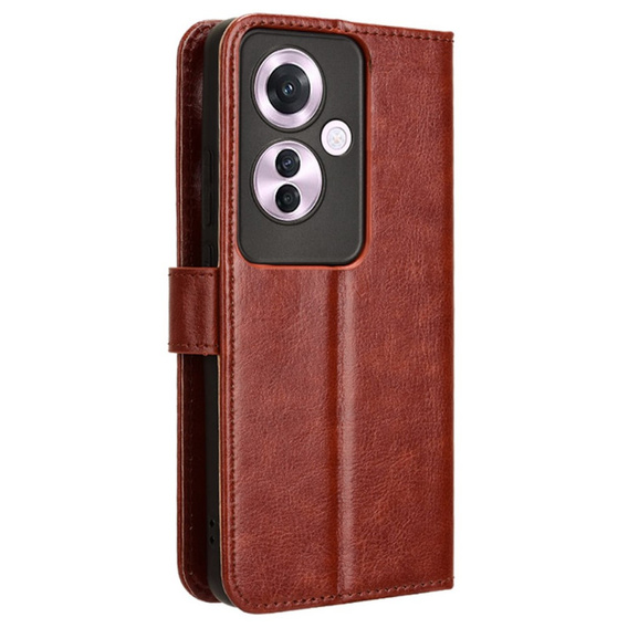 Cu clapetă pentru Oppo Reno 11F 5G, Crazy Horse Wallet, maro