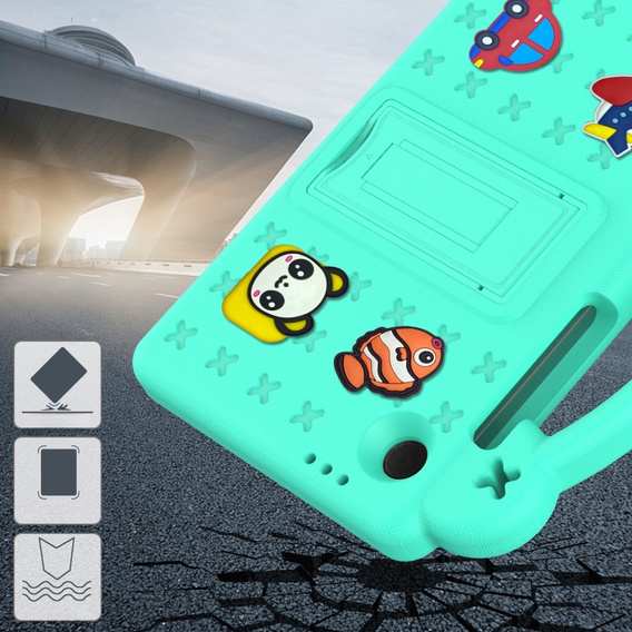 Husă pentru copii pentru Samsung Galaxy Tab A11 / A9, Cute Patterns, cu suport, verde