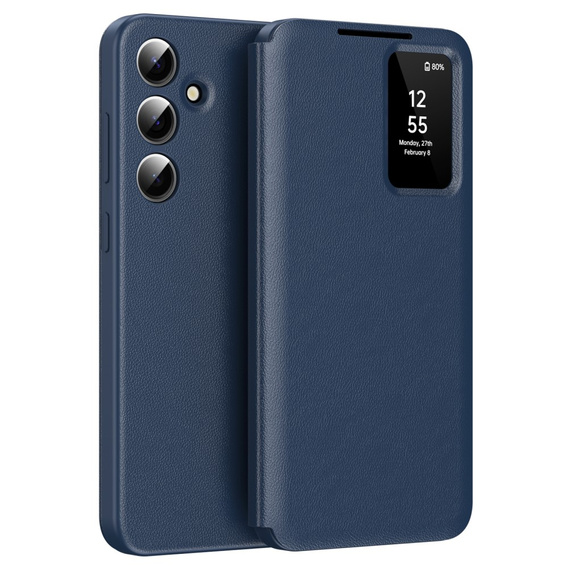 Husă cu clapetă pentru Samsung Galaxy S25, Smart View Wallet, albastru