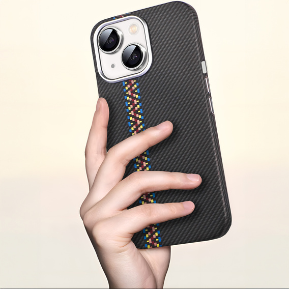 Carcasa pentru iPhone 13, Carbon Fiber MagSafe, negru