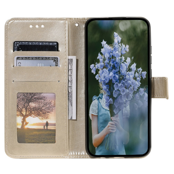 Cu clapetă pentru Samsung Galaxy S23 FE, Mandala, de aur