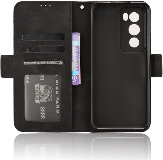 Cu clapetă pentru Oppo Reno 12, Card Slot, negru