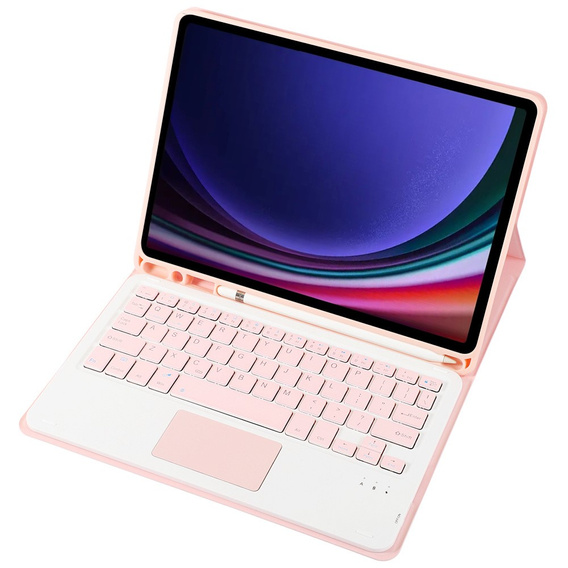 Carcasă + tastatură Samsung Galaxy Tab S9, Leather Pen Slot TouchPad, roz rose gold